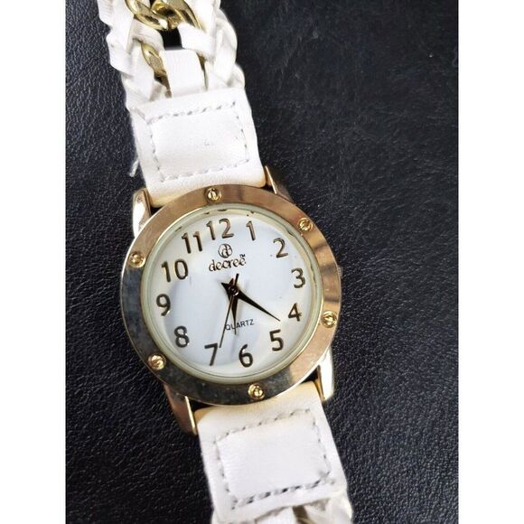 VINTAGE decree White Gold Tone Quartz Women's 90s Y2K Watch- PT1715 - Picture 1 of 10